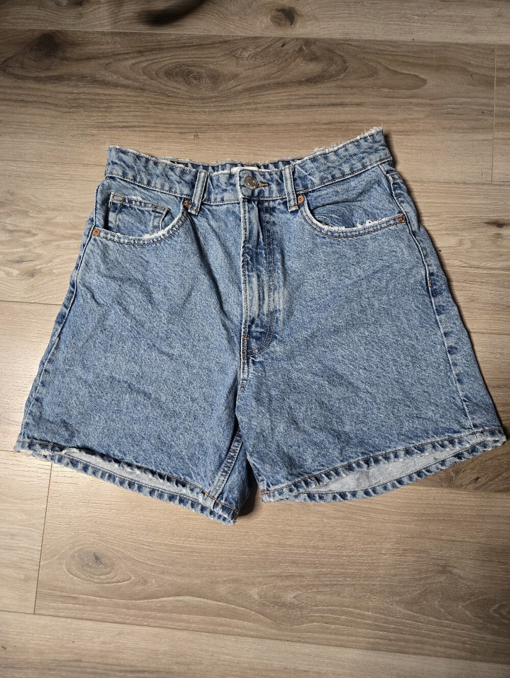 Zara Light Blue High-Waist Denim Shorts -Size 8